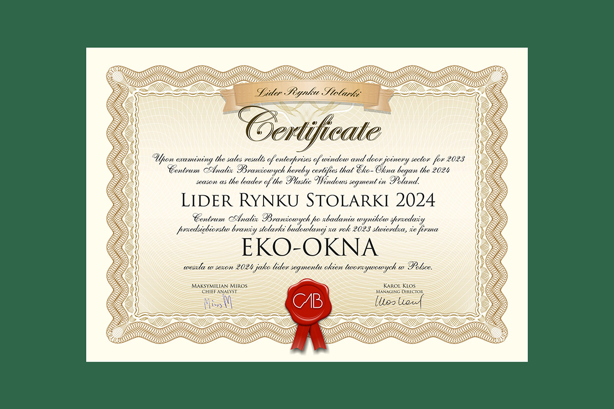 Eko-Okna is again the leader of the joinery market!